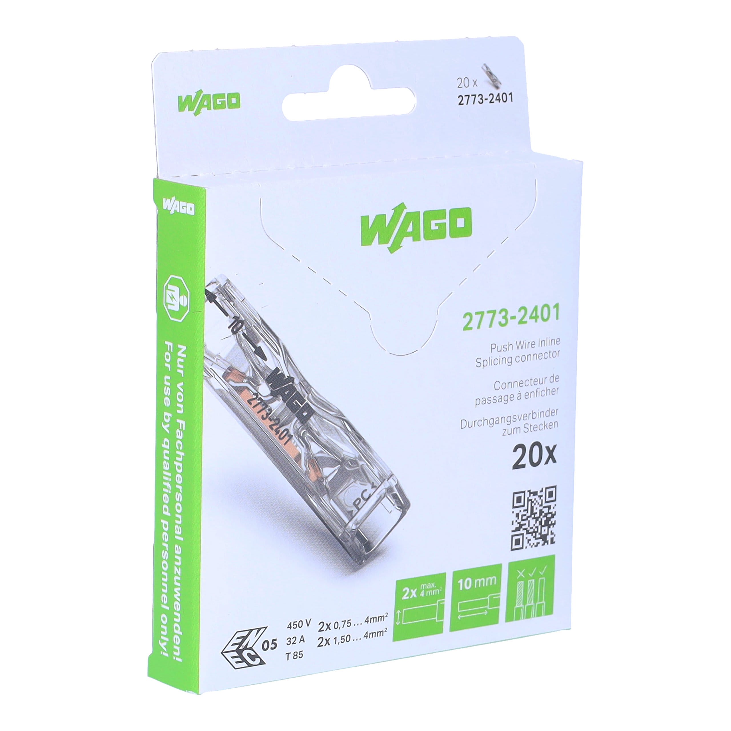 Wago Contact - Borne WAGO 2773 Inline 2x4mm² rigide & semi-rigide