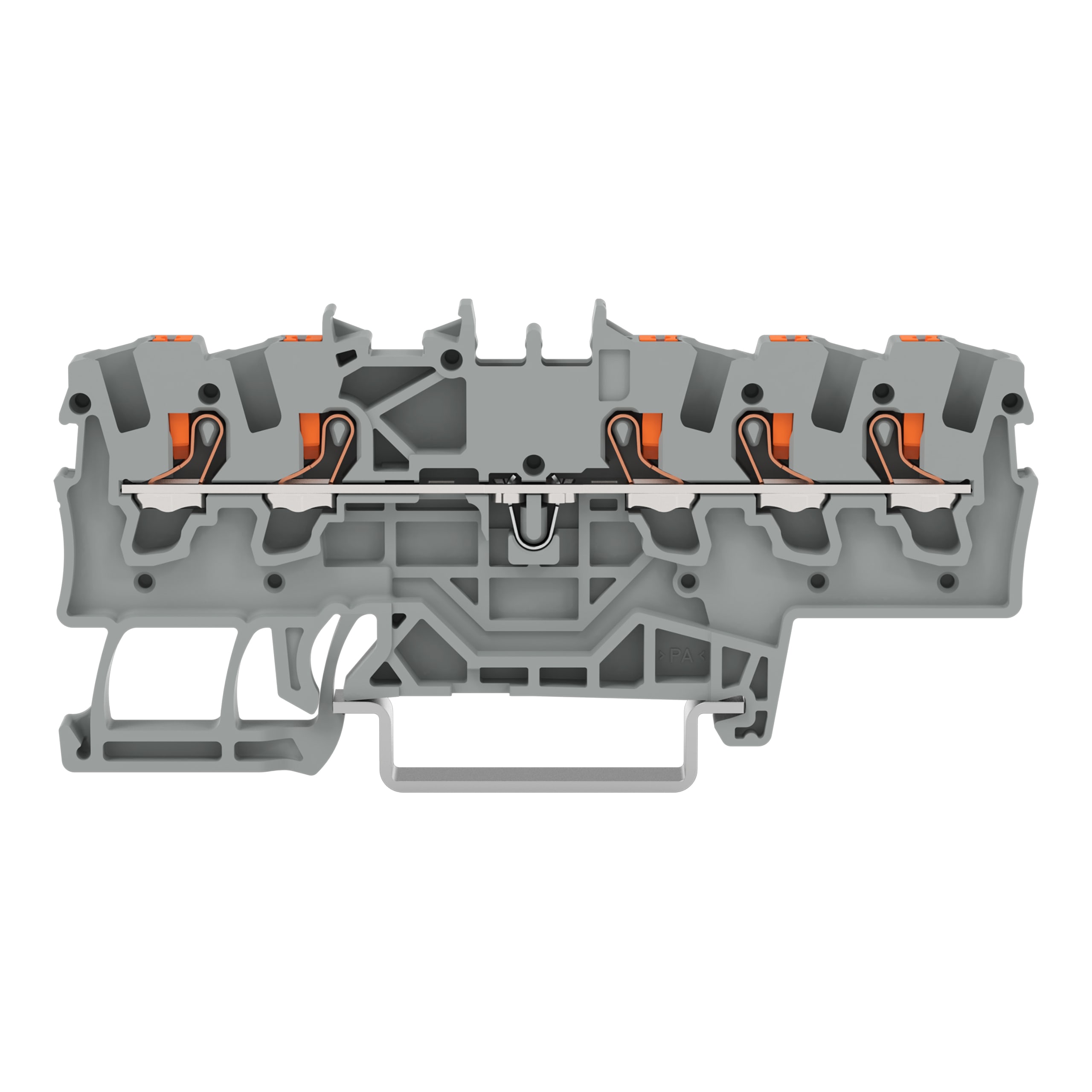 Wago Contact - Borne de passage pour 5 conducteurs avec poussoir 1,5mm², gris