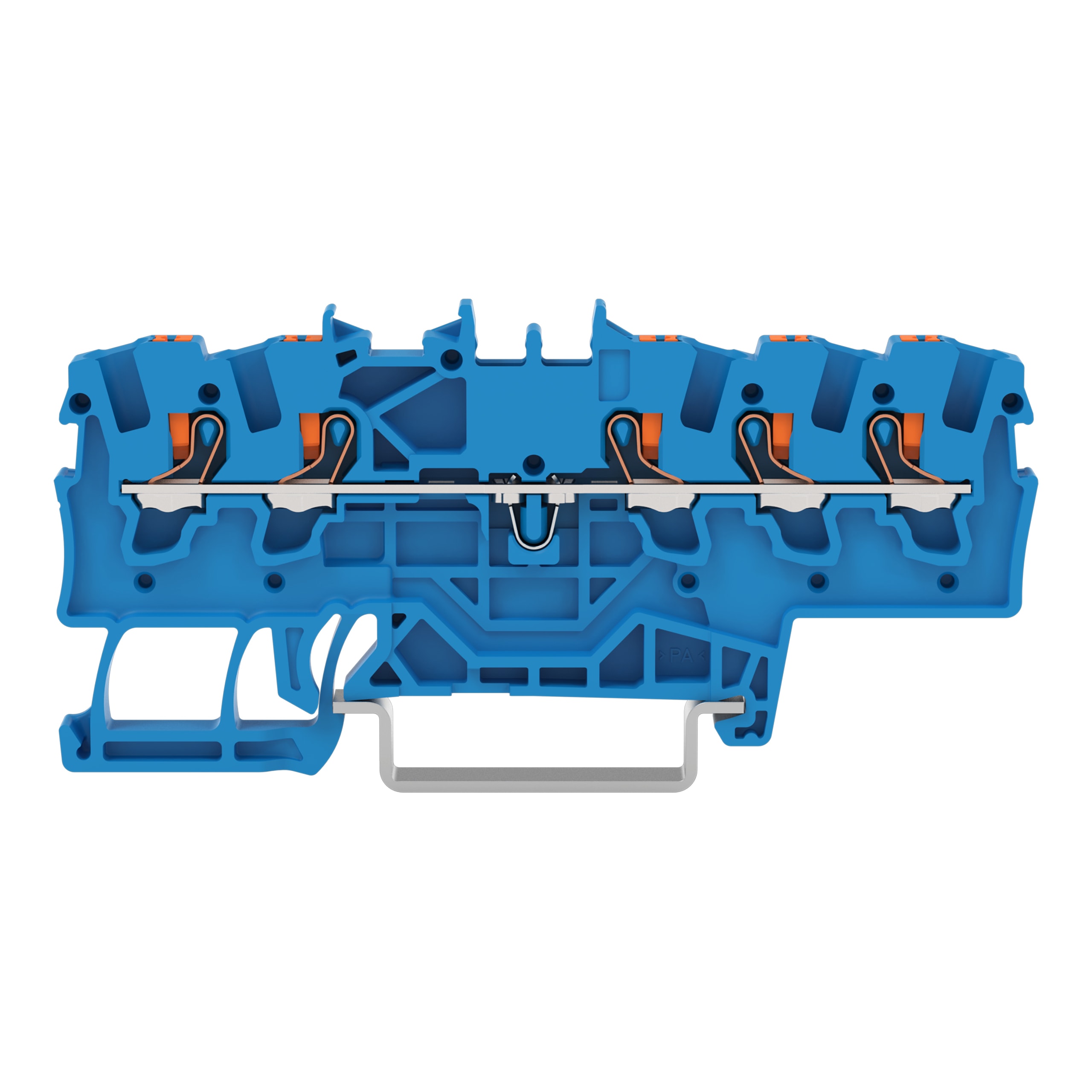 Wago Contact - Borne de passage pour 5 conducteurs avec poussoir 1,5mm², bleu