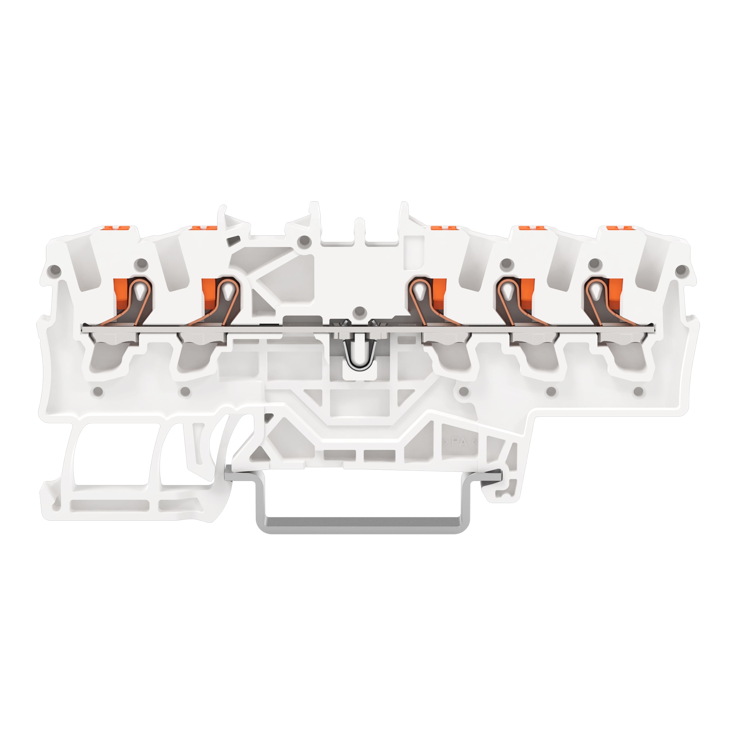 Wago Contact - Borne de passage pour 5 conducteurs avec poussoir 1,5mm², blanc blind.
