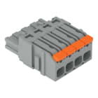 Wago Contact - Connecteur femelle pour 1 conducteur Levier Push-in CAGE CLAMP, 4 pôles, gris