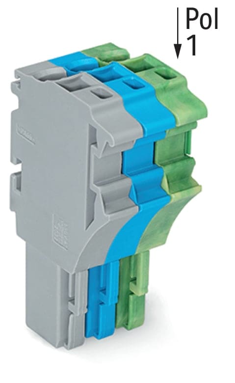 Wago Contact - X-COM'S  : Connecteur femelle 1C / 3 pôles / Vert-Jaune / Bleu / Gris