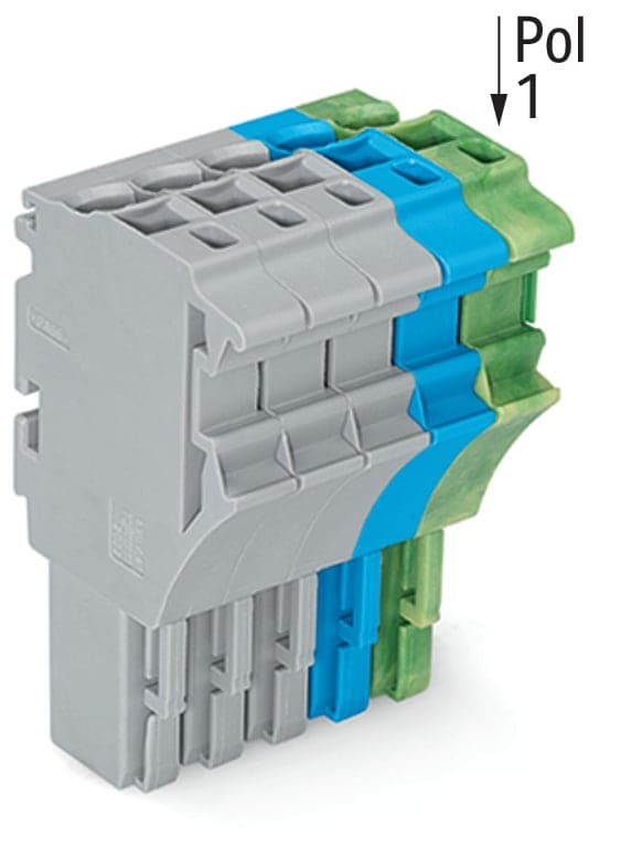 Wago Contact - X-COM'S  : Connecteur femelle 1C / 5 pôles / Vert-Jaune / Bleu / Gris