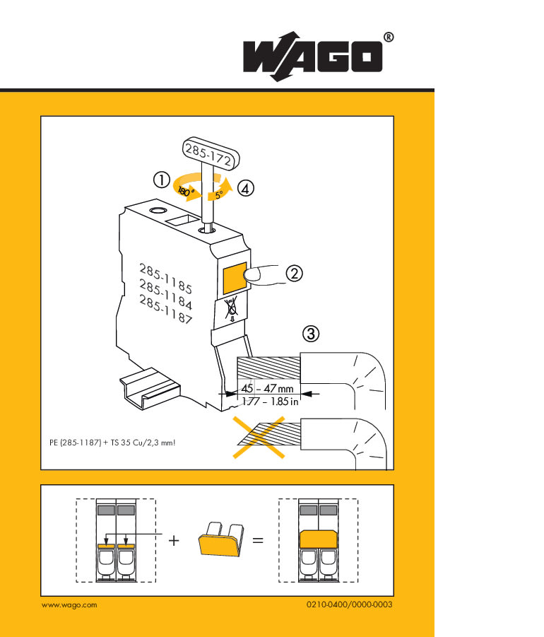 Wago Contact - Autocollant avec illustration de la Pour bornes de puissance 185 mm²