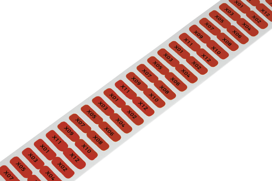 Wago Contact - Etiquettes polyester adhésives, 6x15mm, rouge, rouleau : 3000 pièces