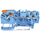 Wago Contact - Borne de passage pour 3 conducteurs avec levier et poussoir 2,5mm², bleu