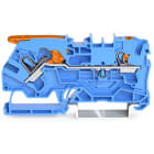 Wago Contact - Borne de passage pour 2 conducteurs avec levier et poussoir 4mm², bleu