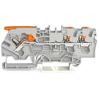 Wago Contact - Borne de passage pour 3 conducteurs avec levier et poussoir 4mm², gris
