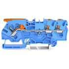 Wago Contact - Borne de passage pour 3 conducteurs avec levier et poussoir 4mm², bleu