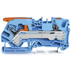 Wago Contact - Borne de passage pour 2 conducteurs avec levier et poussoir 6mm², bleu