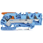 Wago Contact - Borne de passage pour 3 conducteurs avec levier et poussoir 6mm², bleu