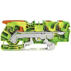 Wago Contact - Borne de protection pour 3 conducteu avec levier et poussoir 6mm², vert-jaune