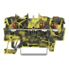 Wago Contact - Borne de passage pour 3 conducteurs avec poussoir 1,5mm², gris foncé-jaune