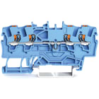 Wago Contact - Borne de passage pour 4 conducteurs avec poussoir 1,5mm², bleu