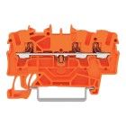 Wago Contact - Borne de passage pour 3 conducteurs avec poussoir 2,5mm², orange