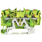 Wago Contact - Borne de protection pour 3 conducteu avec poussoir 2,5mm², vert-jaune