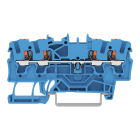 Wago Contact - Borne de passage pour 4 conducteurs avec poussoir 2,5mm², bleu
