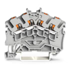 Wago Contact - Borne de passage pour 4 conducteurs avec poussoir 2,5mm², gris