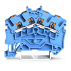 Wago Contact - Borne de passage pour 4 conducteurs avec poussoir 2,5mm², bleu