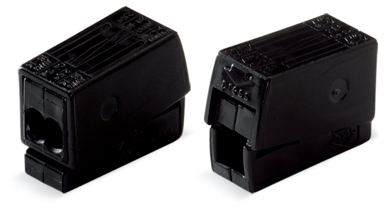 Wago Contact - Borne pour luminaires 2,5 mm² / 2 rigides - 1 souple / 120°C / Noir