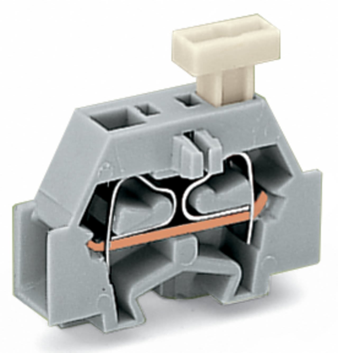 Wago Contact - Borne modulaire 2C / 2,5 mm² / Orange / Pied de fixation / Poussoir sur 1 coté