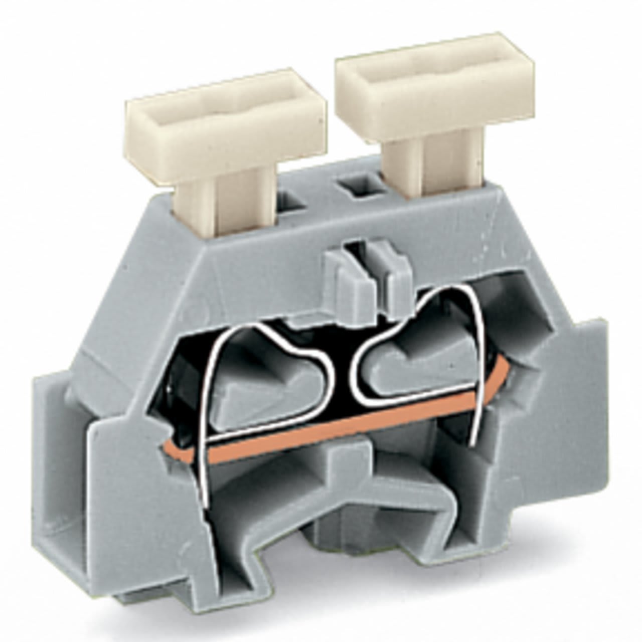 Wago Contact - Borne modulaire 2C / 2,5 mm² / Gris / Bride de fixation / Poussoirs sur 2 cotés