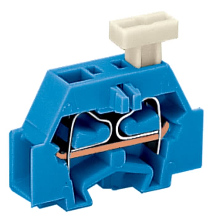 Wago Contact - Borne modulaire 2C / 2,5 mm² / Bleu / Bride de fixation / Poussoir sur 1 coté