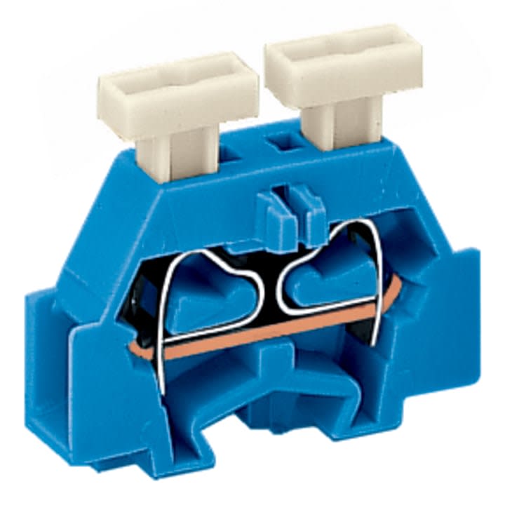 Wago Contact - Borne modulaire 2C / 2,5 mm² / Bleu / Bride de fixation / Poussoirs sur 2 cotés