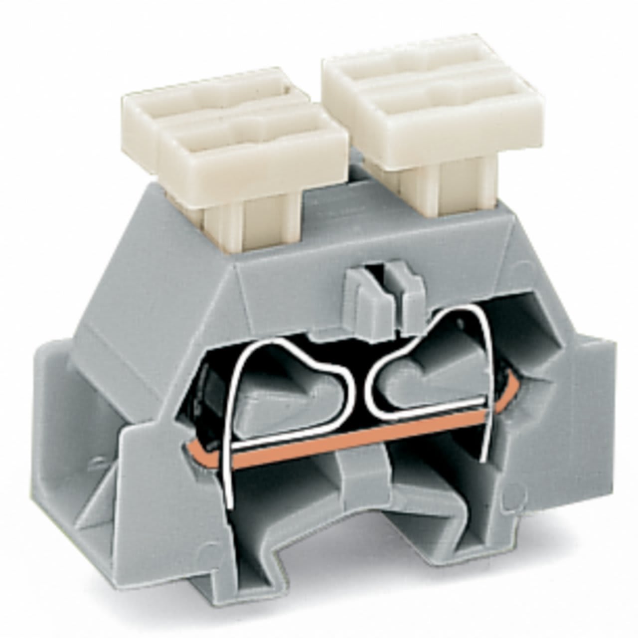 Wago Contact - Borne modulaire 4C / 2,5 mm² / Gris clair / Pied de fixation / Poussoirs sur 2 c