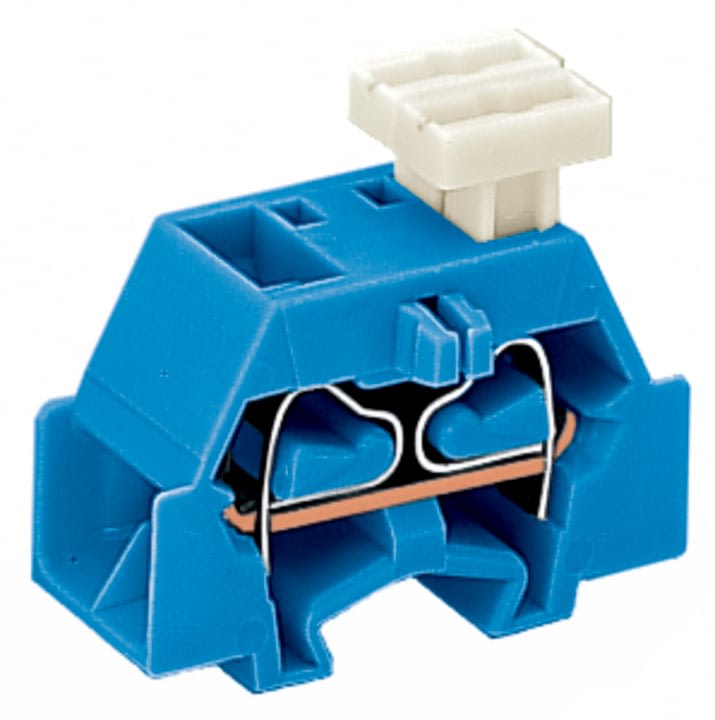 Wago Contact - Borne modulaire 4C / 2,5 mm² / Bleu / Bride de fixation / Poussoir sur 1 coté