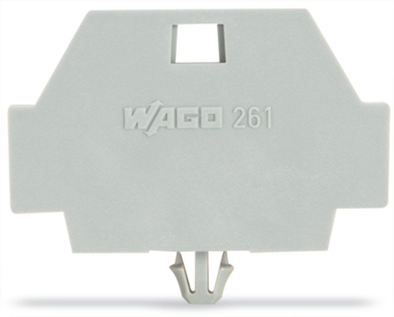 Wago Contact - Plaque d'extrémité avec bride de fixation / Gris
