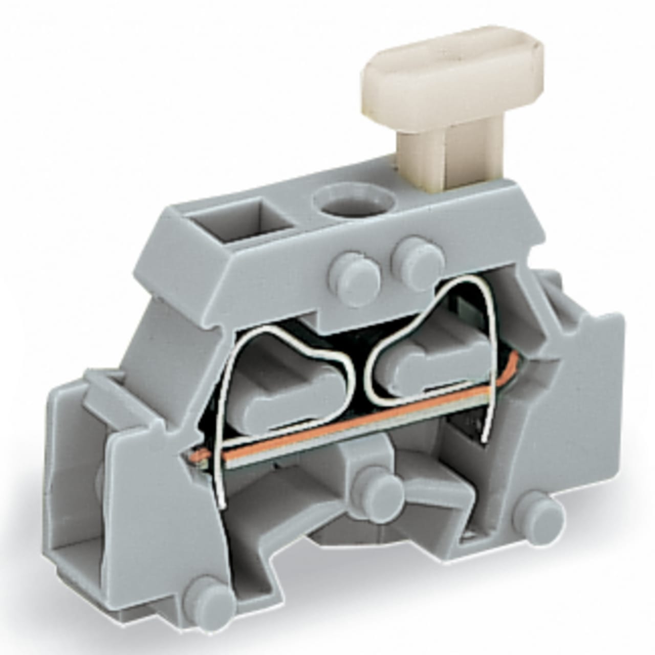 Wago Contact - Borne modulaire 2C / 2,5 mm² / Gris / Bride de fixation / Poussoir sur 1 coté