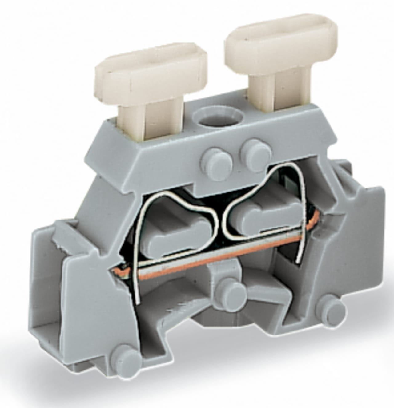 Wago Contact - Borne modulaire 2C / 2,5 mm² / Gris / Bride de fixation / Poussoirs sur 2 cotés