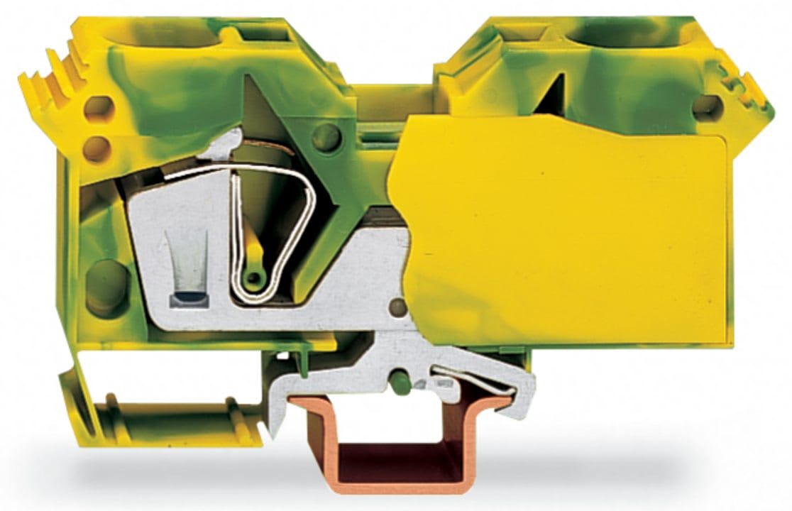 Wago Contact - Borne de protection 2C / 35 mm² / Vert-Jaune