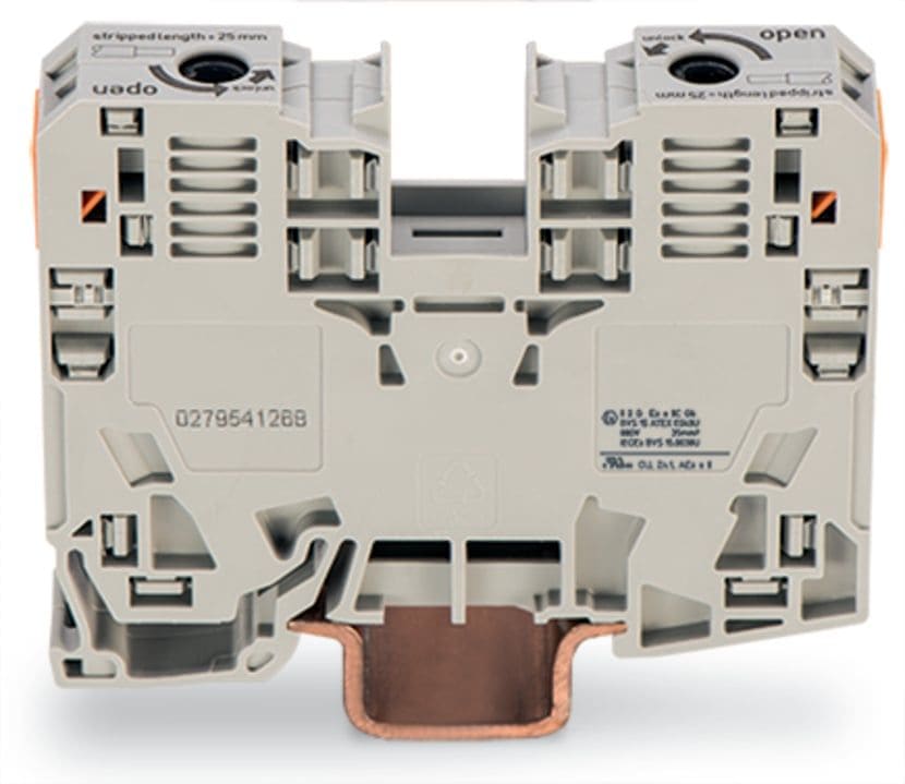 Wago Contact - Borne de passage pour 2 conducteurs 35mm², gris clair