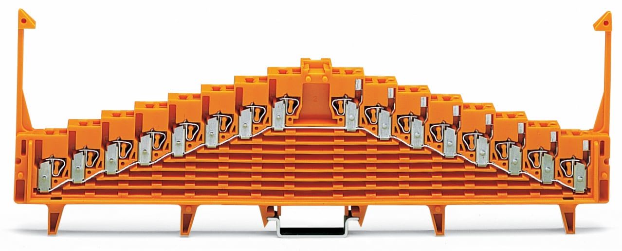 Wago Contact - Borne équipotentielle à 8 niveaux Orange, pour rail TS35x15, avec crochet