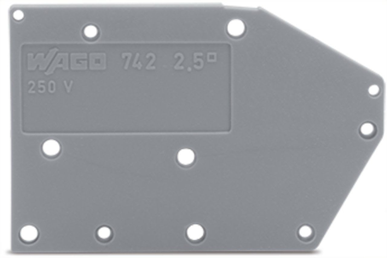 Wago Contact - Plaque d'extrémité, encliquetable, Epaisseur 1,5 mm/ Gris