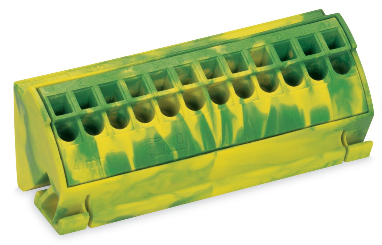 Wago Contact - Bloc de barres collectrices de mise à la terre 4 mm² (12 Pts) Vert-Jaune