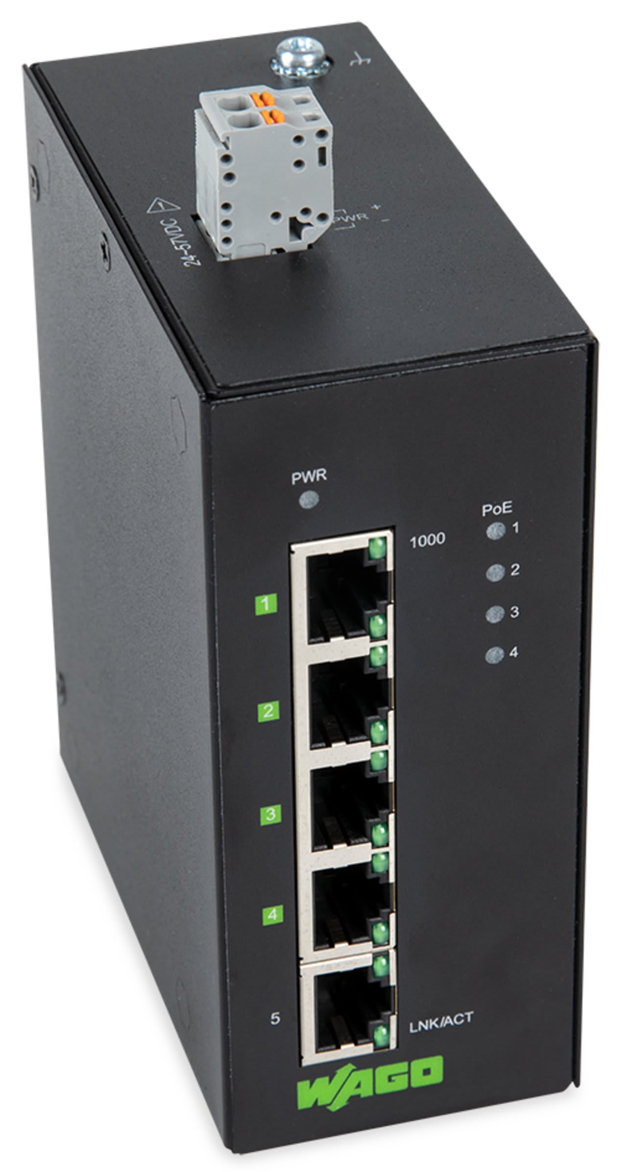 Wago Contact - Switch ETHERNET ECO 5 ports (4 PoE+) 1000Base-T - version compacte