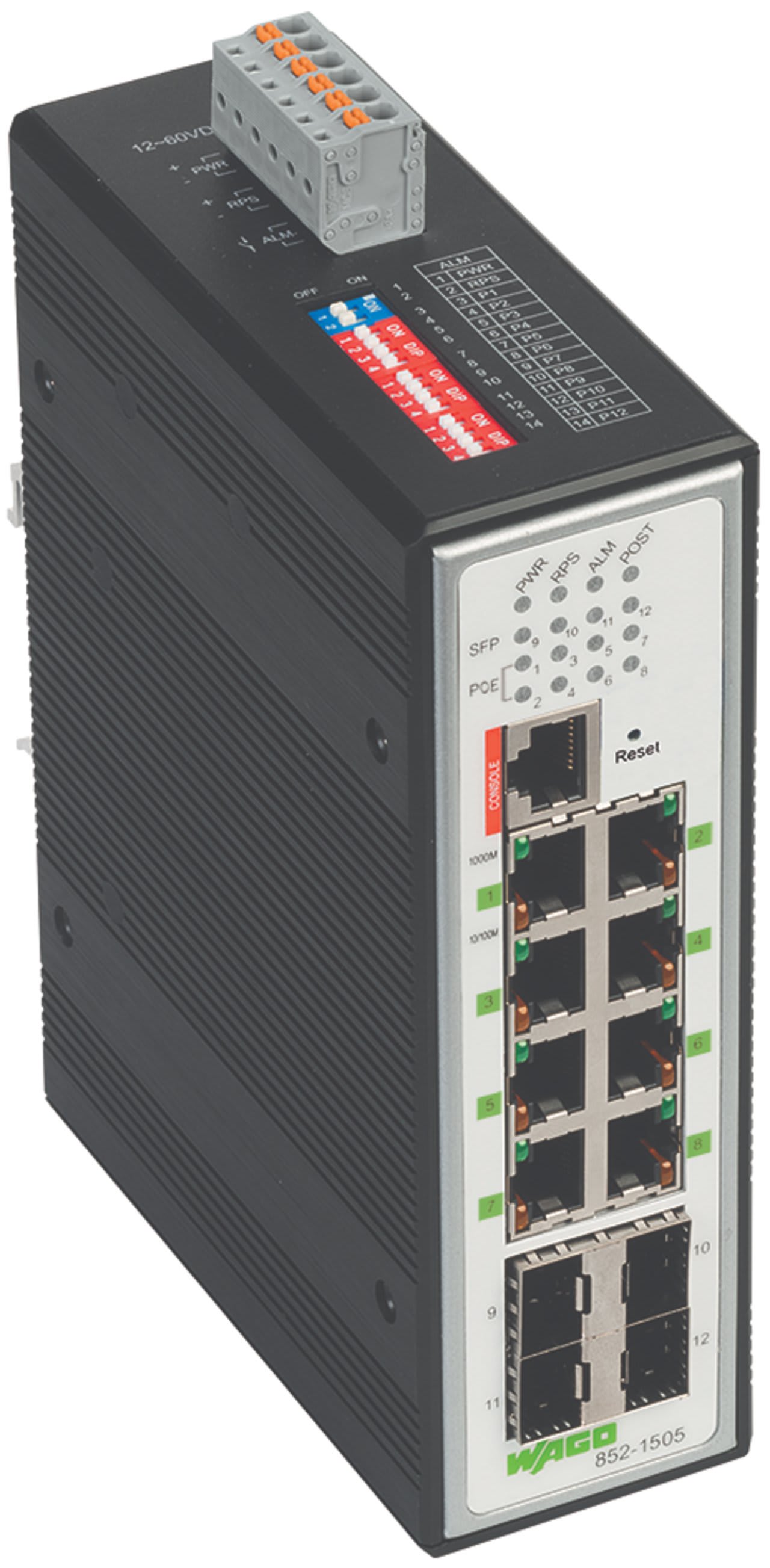 Wago Contact - Switch ETHERNET admin. 8 ports PoE+ 1000Base-T - 4 slots SFP 1000