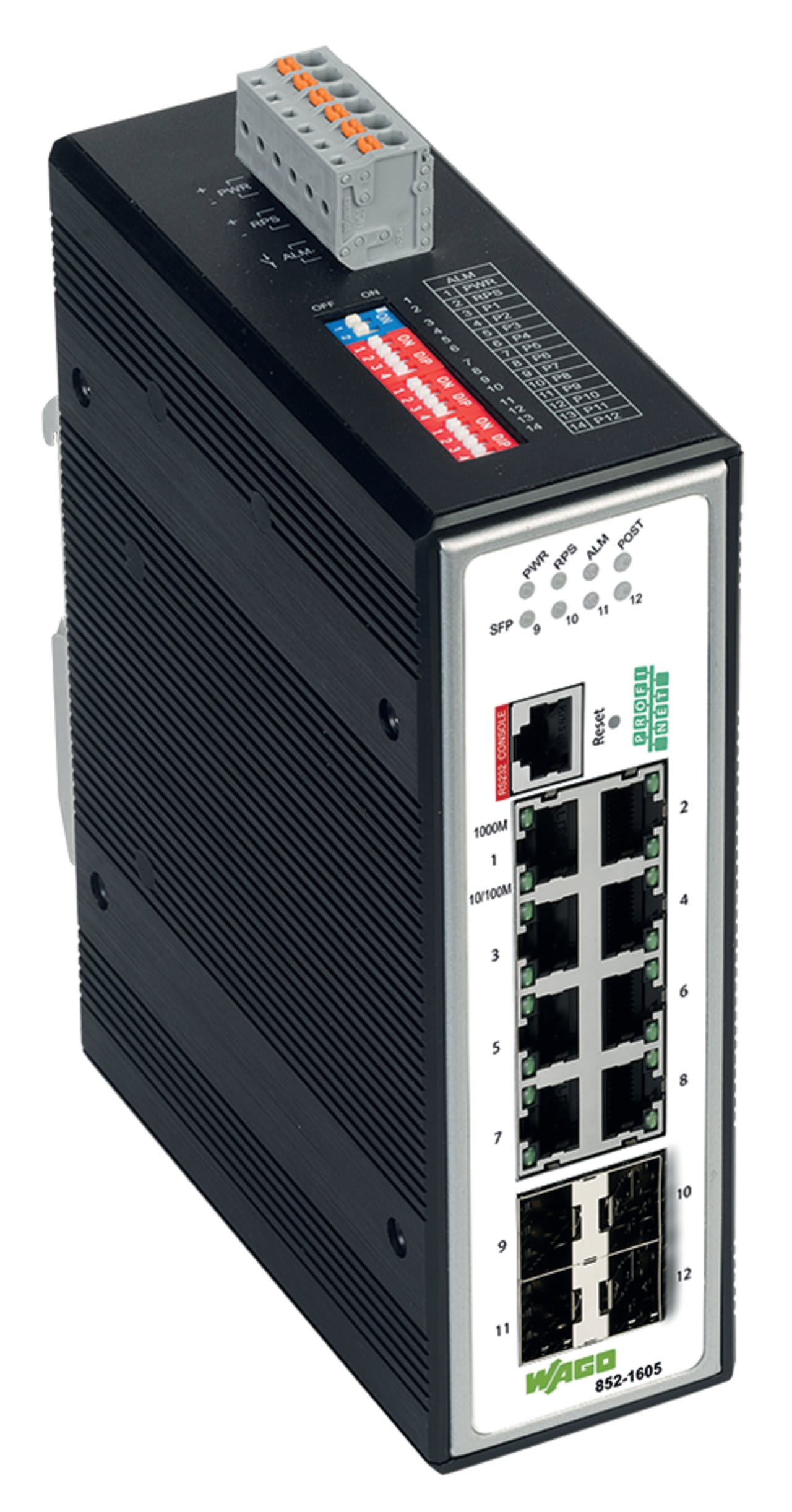 Wago Contact - Switch PROFINET administrable 8 ports 1000Base-T - 4 slots SFP 1000