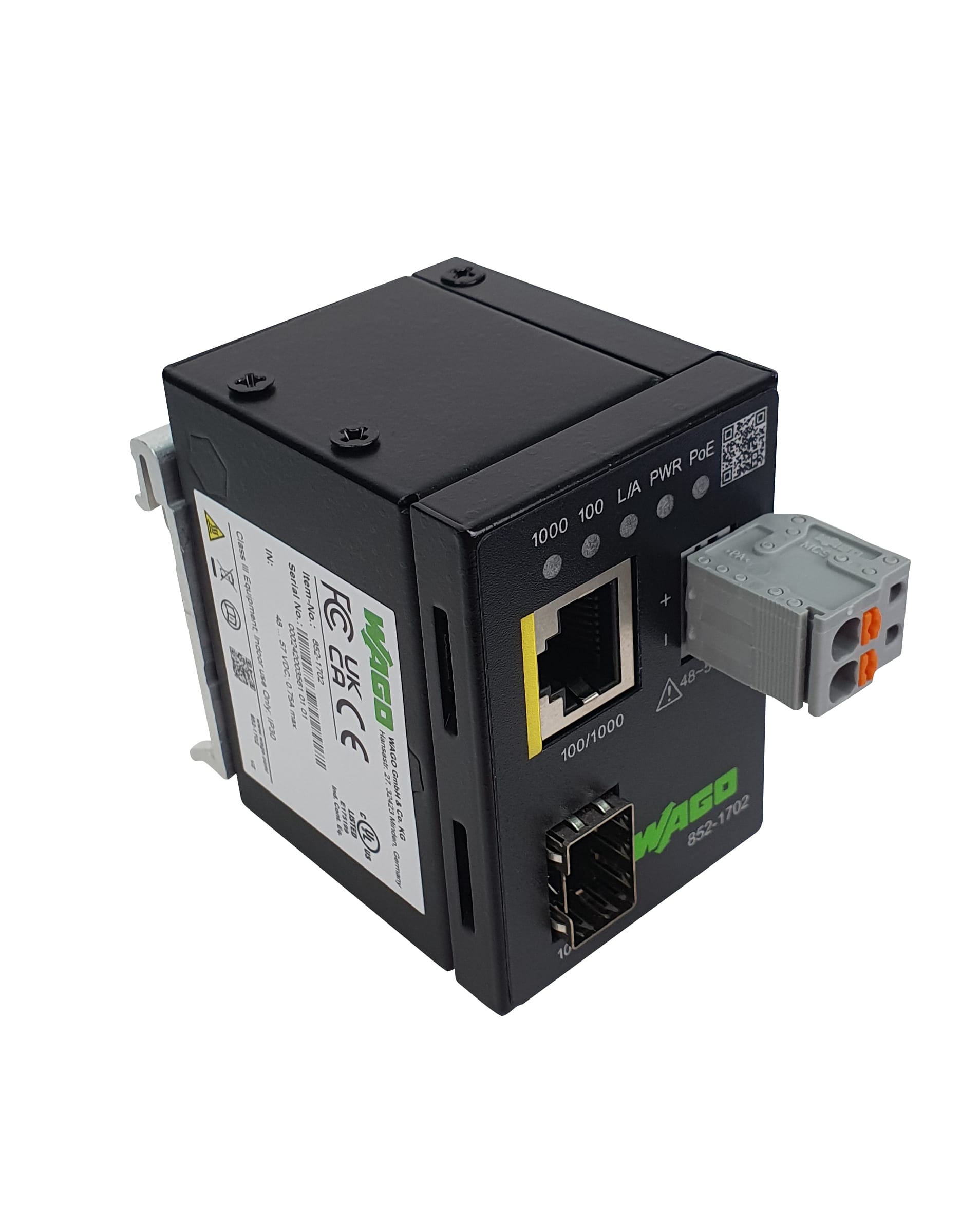 Wago Contact - Convertisseur de média Ethernet PoE+ / SFP