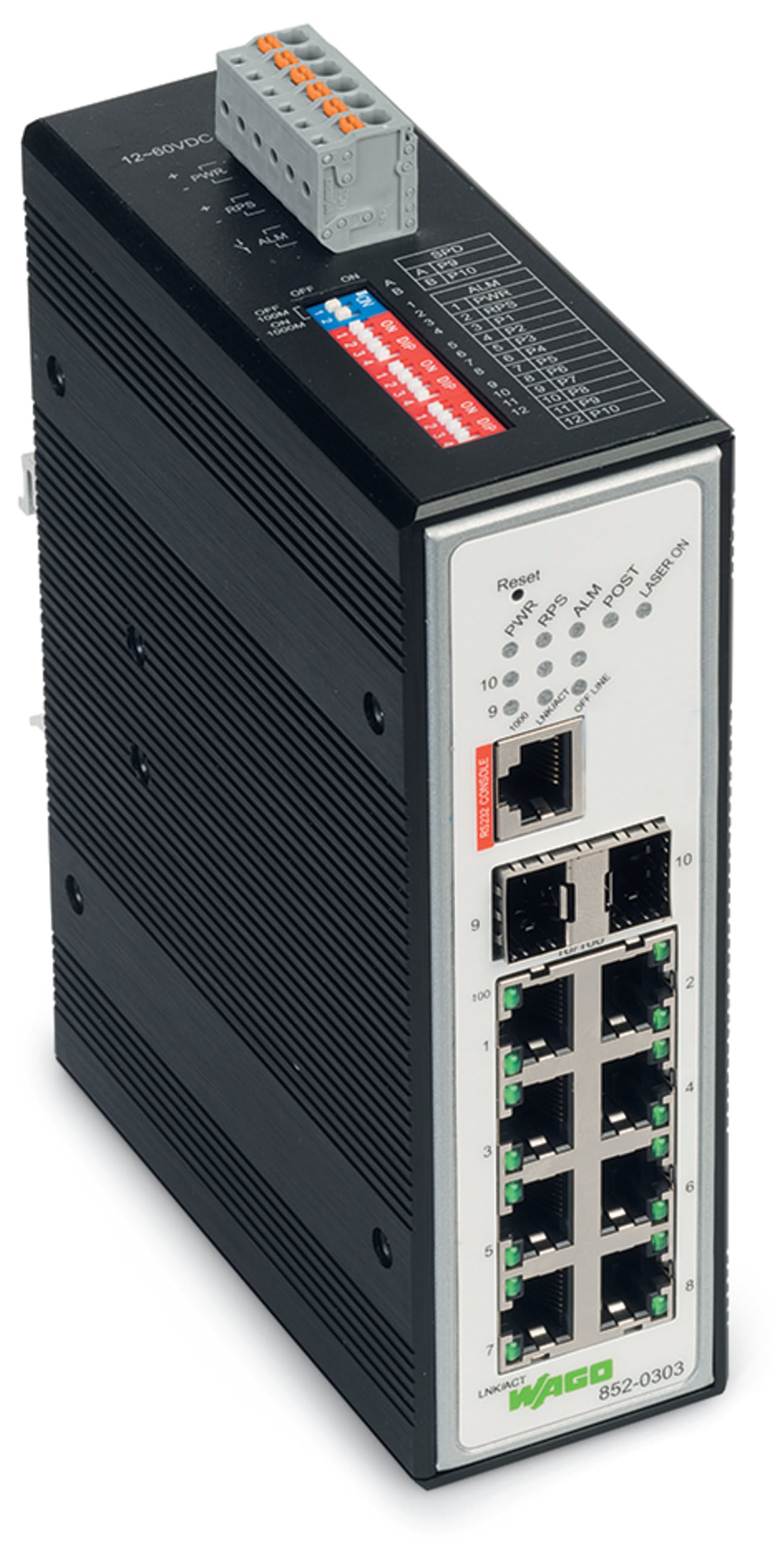 Wago Contact - Switch ETHERNET administrable 8 ports 100Base-TX - 2 slots SFP 100/1000