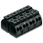 Wago Contact - Borne de raccordement avec terre 4 pôles Noir (Marquage PE-N-L1-L2, 4 pieds de f