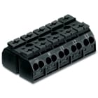 Wago Contact - Borne de raccordement avec terre 5 pôles Noir (Marquage PE-N-L1-L2-L3, 3 pieds d
