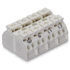 Wago Contact - Borne de raccordement 4 pôles Blanc (Marquage PE-N-L1-L2, 2 pieds de fixation)