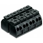 Wago Contact - Borne de raccordement 4 pôles Noir (Marquage N-PE-L1-L2, 2 pieds de fixation)