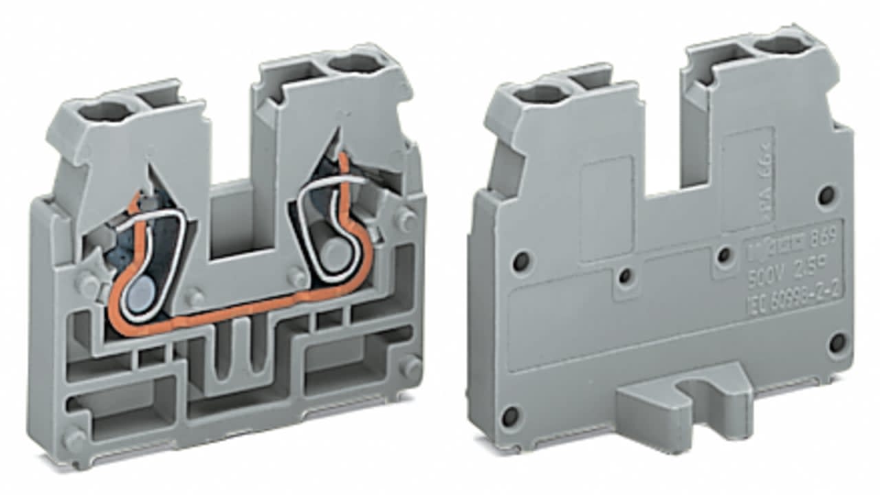 Wago Contact - Borne d'extrémité avec bride de fixation, 2C/ Gris cage clamp compact