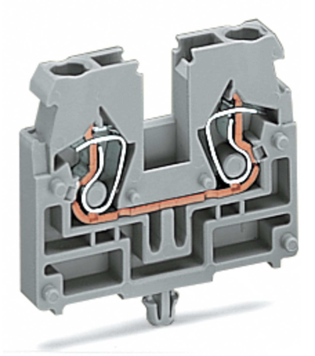 Wago Contact - Borne centrale avec pied de fixation à encliqueter, 2C, Orange cage clamp compac