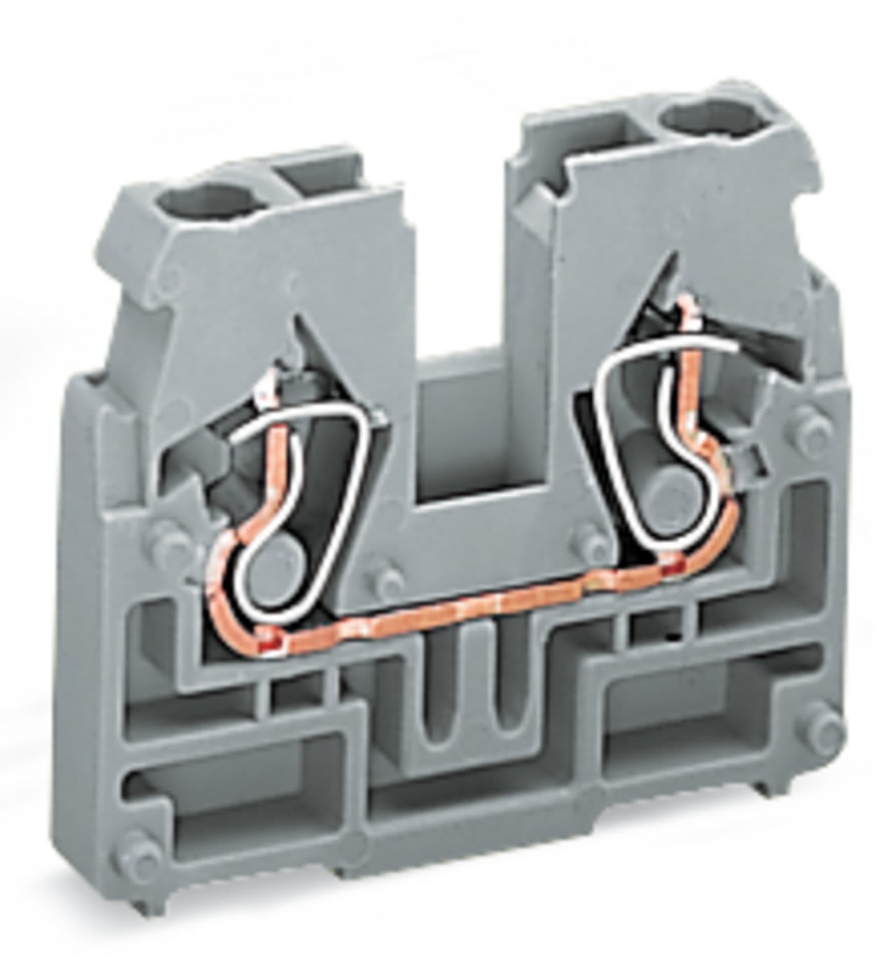 Wago Contact - Borne centrale sans pied de fixation, 2C/ Gris clair cage clamp compact